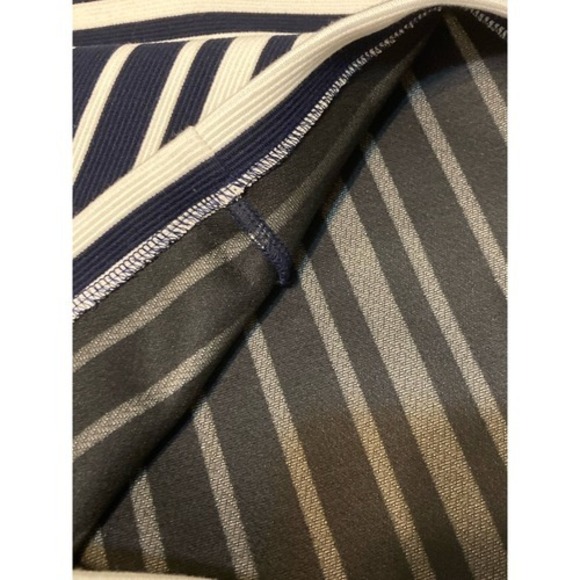 LOFT Women's Pencil Skirt Navy White Stripe Elastic Waist Business Casual Medium - Picture 3 of 8